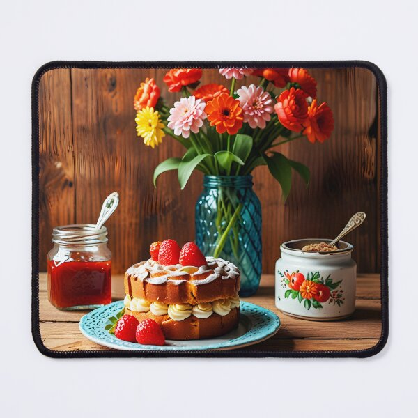 Item preview, Strawberry Jam Cream Cake – Vintage Country Kitchen Scene designed and sold by EmeraldeaArt.