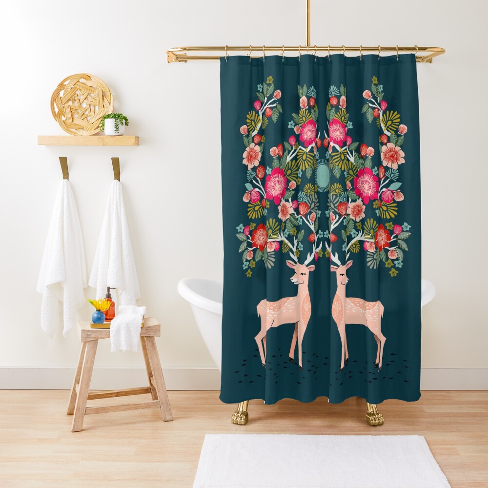 "Doe a Deer" Shower Curtain for Sale by papersparrow Redbubble