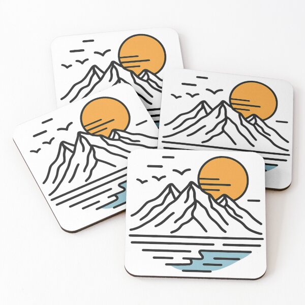 Item preview, Minimalist Mountain Line Art – Bold Black Landscape with Sunset Accent | Modern Nature Illustration on Transparent Background designed and sold by Memorph.