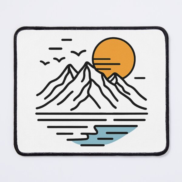 Item preview, Minimalist Mountain Line Art – Bold Black Landscape with Sunset Accent | Modern Nature Illustration on Transparent Background designed and sold by Memorph.