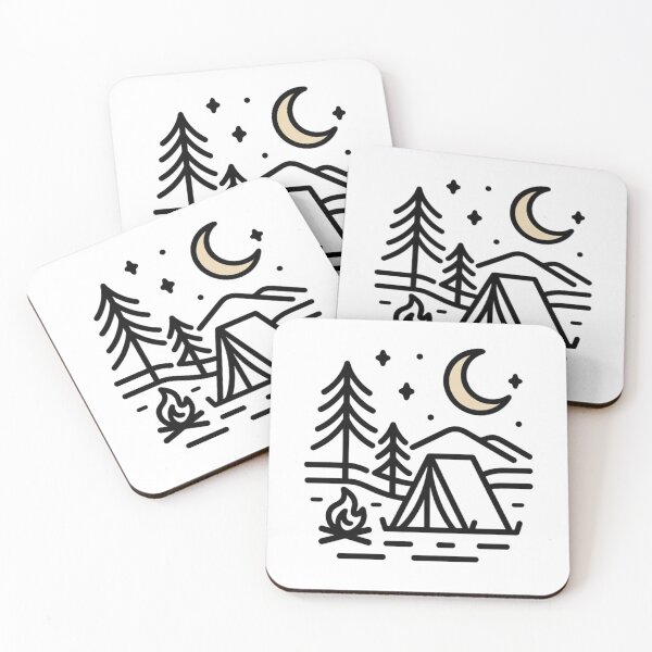 Item preview, Minimalist Camping Line Art – Bold Contour Tent & Trees Scene | Adventure Nature Illustration with Transparent Background designed and sold by Memorph.