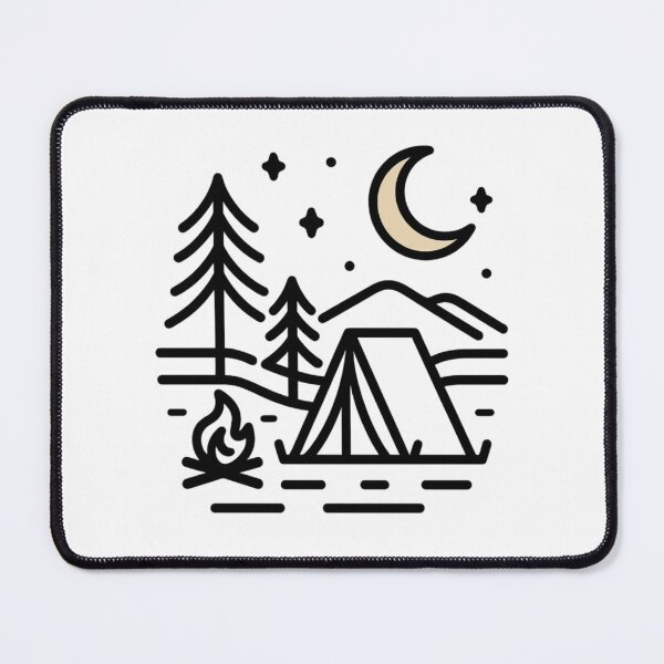 Item preview, Minimalist Camping Line Art – Bold Contour Tent & Trees Scene | Adventure Nature Illustration with Transparent Background designed and sold by Memorph.