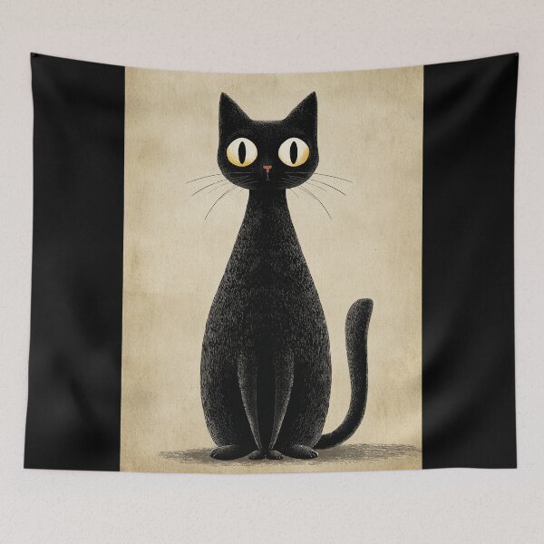 Item preview, Retro Cartoon Cat Poster Featuring a Balck Cat – Vintage Mid-Century Style Wall Art designed and sold by ICdesigner.