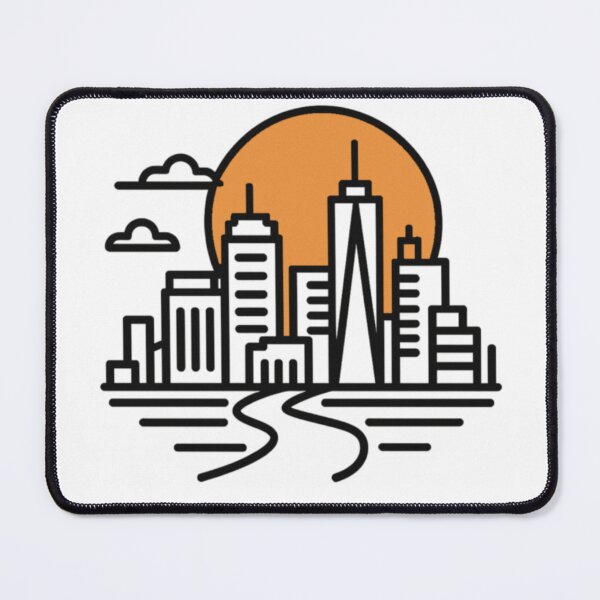 Item preview, Minimal Cityscape Line Art – Bold Urban Silhouette with Sunset Touch | Modern Skyline Design on Transparent Background designed and sold by Memorph.