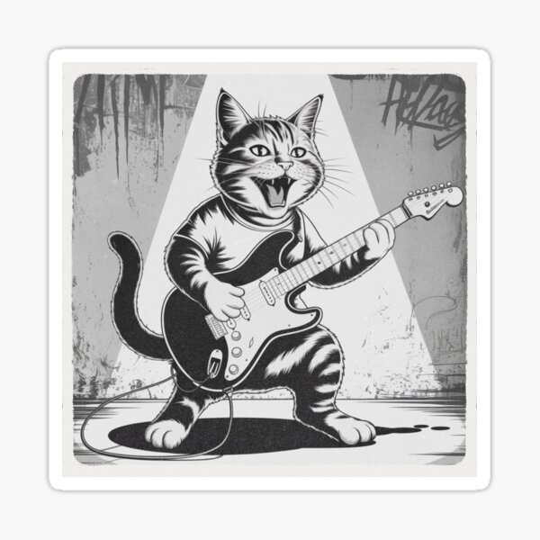 Item preview, Cat Playing Guitar designed and sold by theartfulaspie.