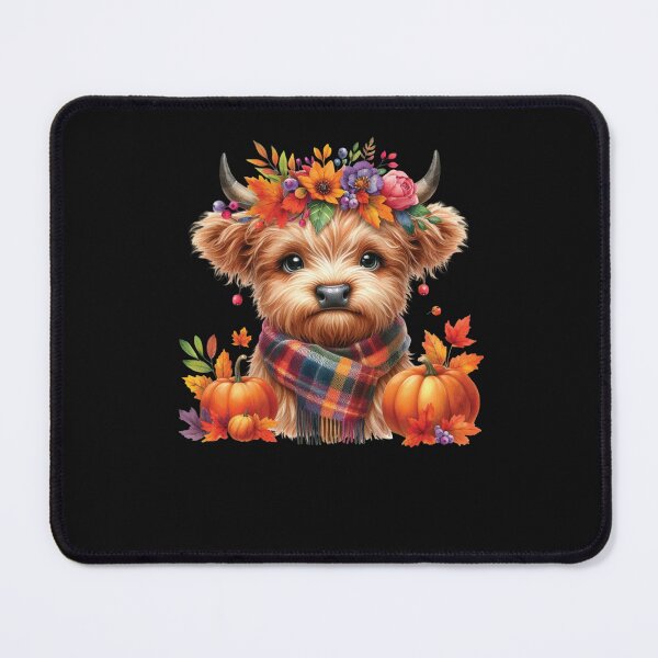 Item preview, Fall Highland Cow with Pumpkin and Floral Crown  designed and sold by diyoor.