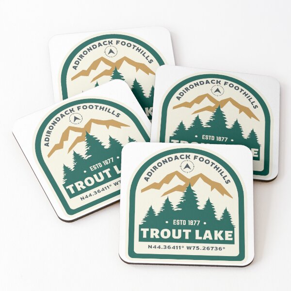 Item preview, Trout Lake Adirondack Foothills est 1877 map coordinates compass NY designed and sold by CreativeCurious.