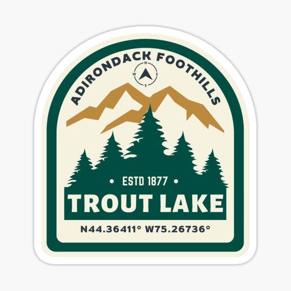 Item preview, Trout Lake Adirondack Foothills est 1877 map coordinates compass NY designed and sold by CreativeCurious.