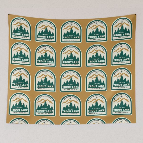 Item preview, Trout Lake Adirondack Foothills est 1877 map coordinates compass NY designed and sold by CreativeCurious.