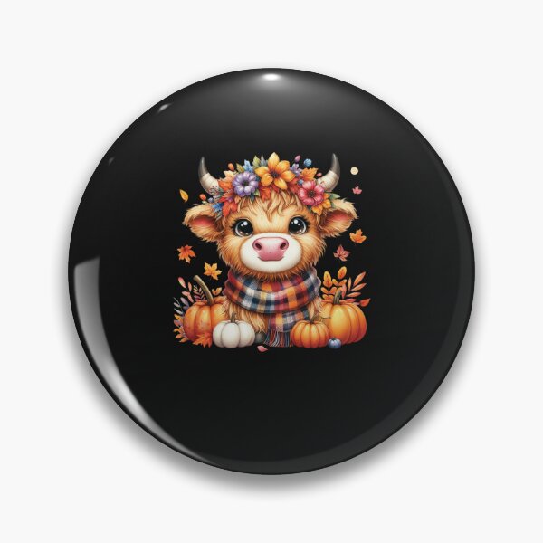 Item preview, Fall Highland Cow with Pumpkin and Floral Crown  designed and sold by diyoor.