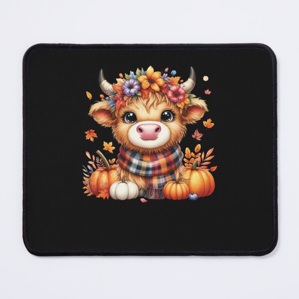 Item preview, Fall Highland Cow with Pumpkin and Floral Crown designed and sold by diyoor.