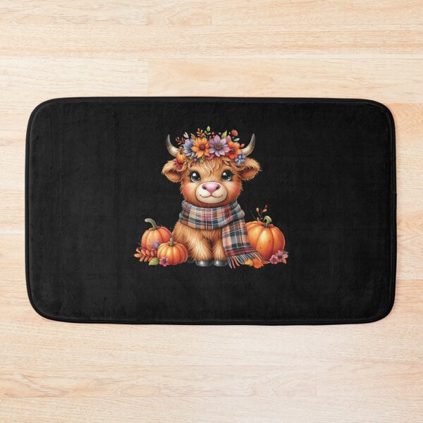 Item preview, Fall Highland Cow with Pumpkin and Floral Crown  designed and sold by diyoor.