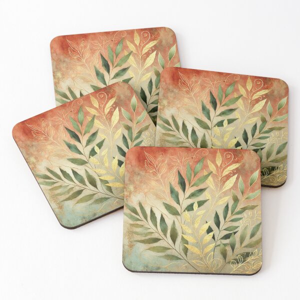 Item preview, Gilded Ember Foliage Abstract Art Collection designed and sold by Dream Bloom Gallery.
