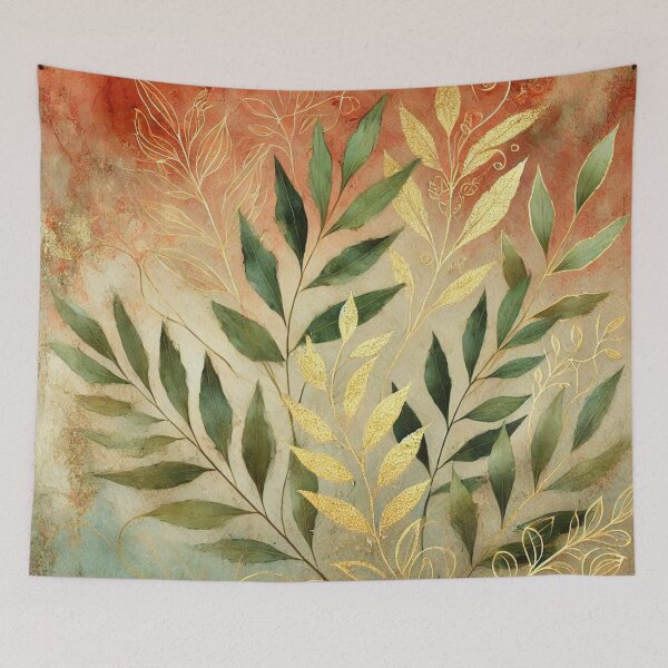 Item preview, Gilded Ember Foliage Abstract Art Collection designed and sold by Dream Bloom Gallery.