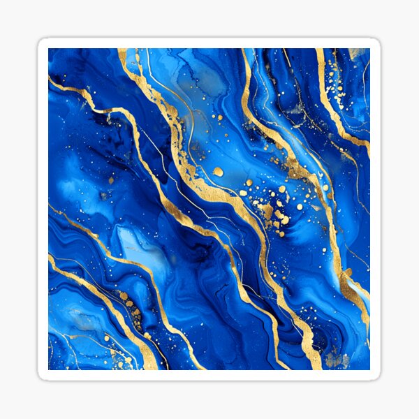 Item preview, Calming Blue Marbled Abstract With Golden Artsy Veins  designed and sold by DEC02.