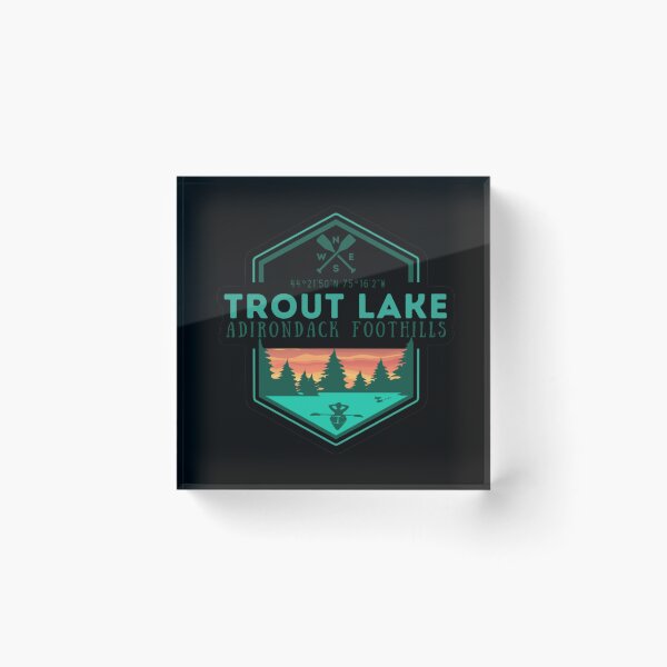 Item preview, Geometric Trout Lake Adirondack Foothills NESW oars coordinates kayak sunset designed and sold by CreativeCurious.