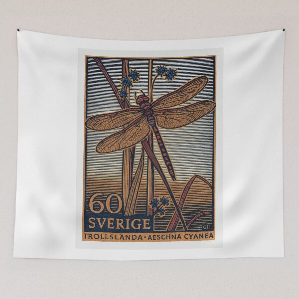 Item preview, Sweden Dragonfly Stamp Poster designed and sold by retrographics.