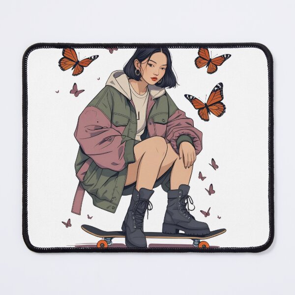Item preview,  Indie Skater Girl – Butterfly Aesthetic Streetwear Art designed and sold by MOTAS FASHION .