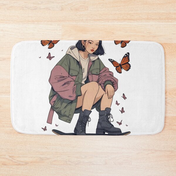 Item preview,  Indie Skater Girl – Butterfly Aesthetic Streetwear Art designed and sold by MOTAS FASHION .
