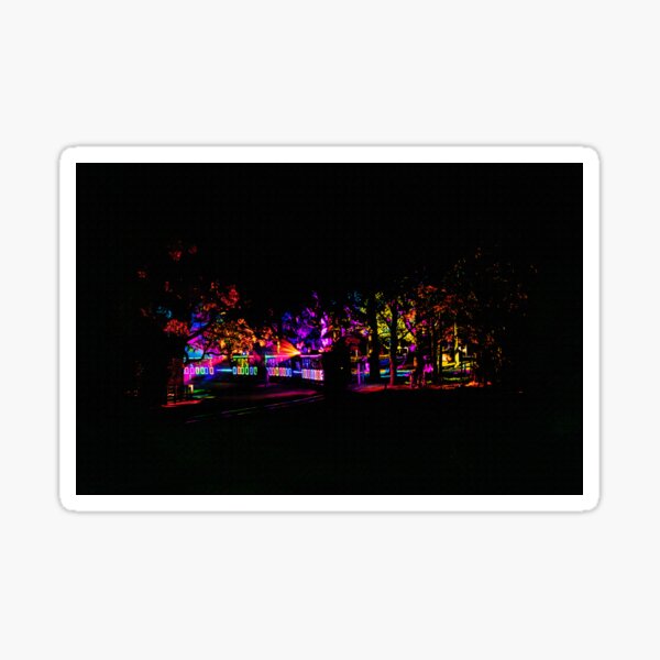 Train with Colourful Lights going through the forest Sticker