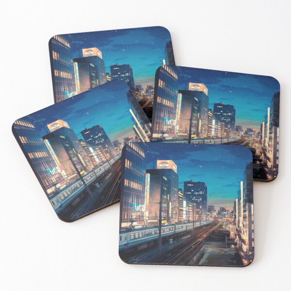 Item preview, Tokyo train landscape painting at night designed and sold by jbfart.
