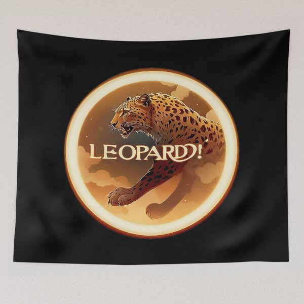 Item preview, Image 3/6 of a fantasy leopard with the large phrase "LEOPARD!" in the center inside a circle. designed and sold by Giulivo Store Graphic.