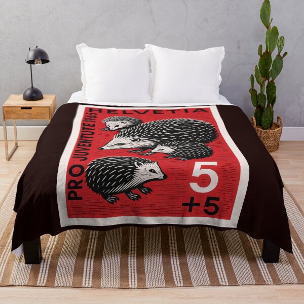 Item preview, Switzerland Hedgehogs Stamp Poster designed and sold by retrographics.