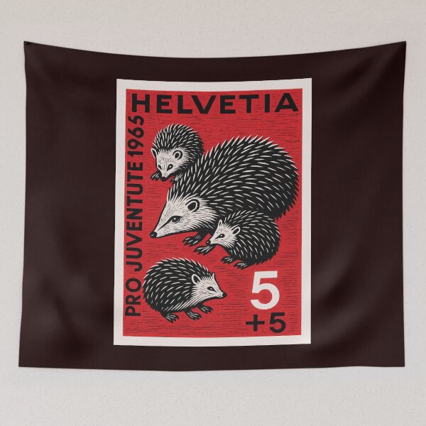 Item preview, Switzerland Hedgehogs Stamp Poster designed and sold by retrographics.