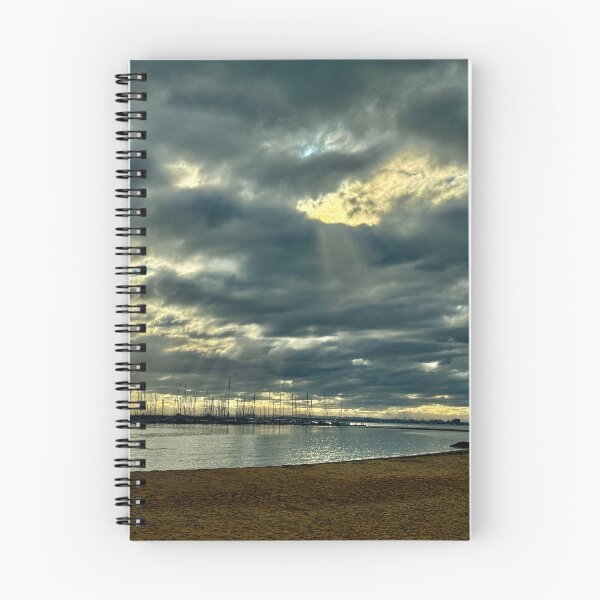 Item preview, Sun Rays Break Through Clouds Over Brighton Marina, Melbourne  designed and sold by Ink and Echo Print Designs.