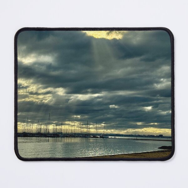 Item preview, Sun Rays Break Through Clouds Over Brighton Marina, Melbourne designed and sold by Ink and Echo Print Designs.