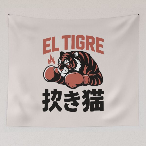 Item preview, El Tigre Black Tiger Manga Boxing Streetwear Graphic Urban Maneki Neko designed and sold by w1ckerman.