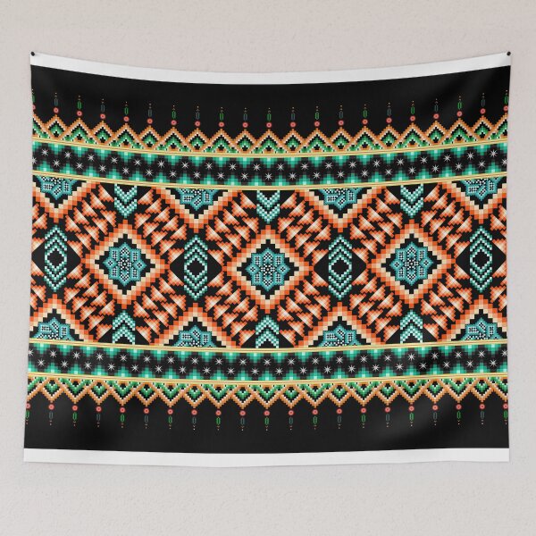 Item preview, Vibrant Ethnic Pixel Seamless Pattern - Terracotta & Turquoise designed and sold by Khwanchai.