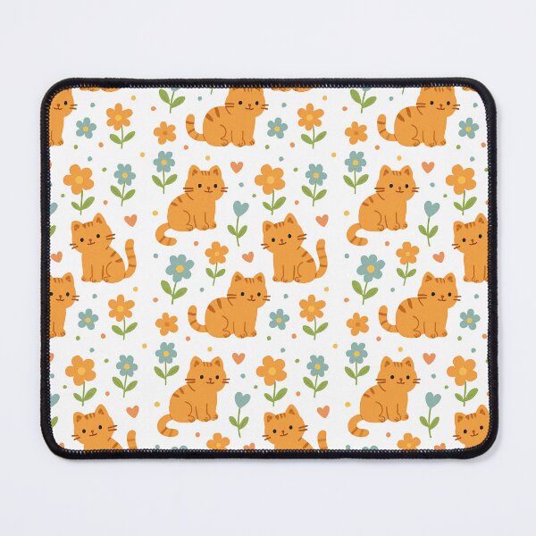Item preview, Cute Cats And Flowers Pattern designed and sold by FreeGlim.