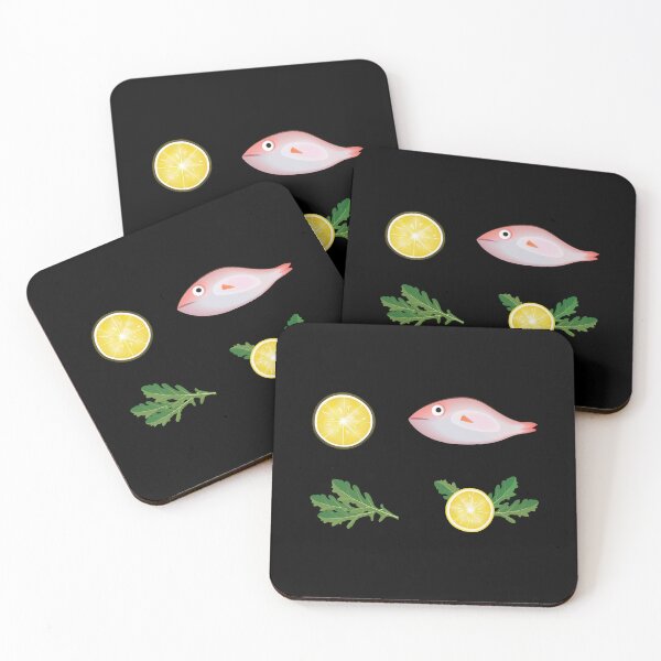 Item preview, Fresh dorado fish with lemon and arugula, vector culinary sticker for seafood restaurants. designed and sold by OlhaBondarenko.