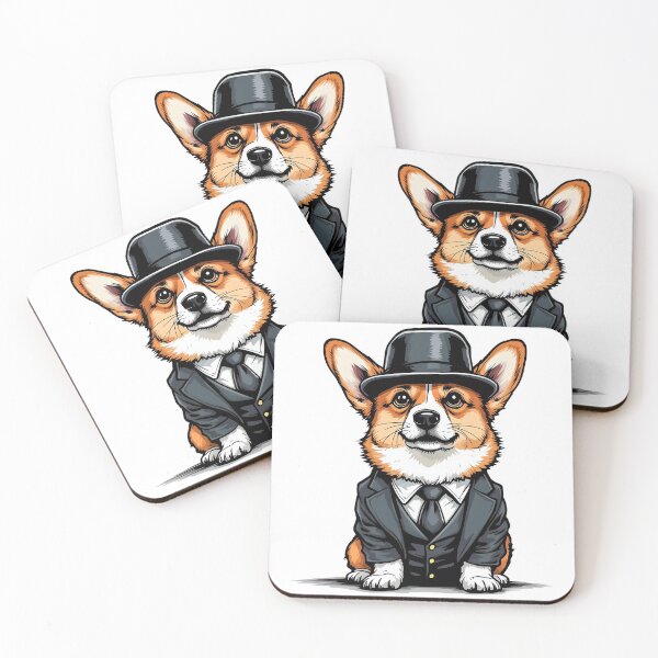 Item preview, A cute corgi dog wearing a suit and a gentleman's hat designed and sold by DOG DESIGN.