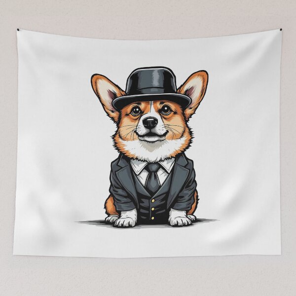Item preview, A cute corgi dog wearing a suit and a gentleman's hat designed and sold by DOG DESIGN.