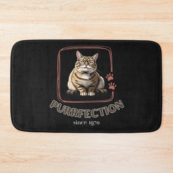 Item preview, “Purrfection Since 1970 – Funny Vintage Cat with Glasses Birthday Tee or Gift for Cat Lovers” designed and sold by BerryMint.