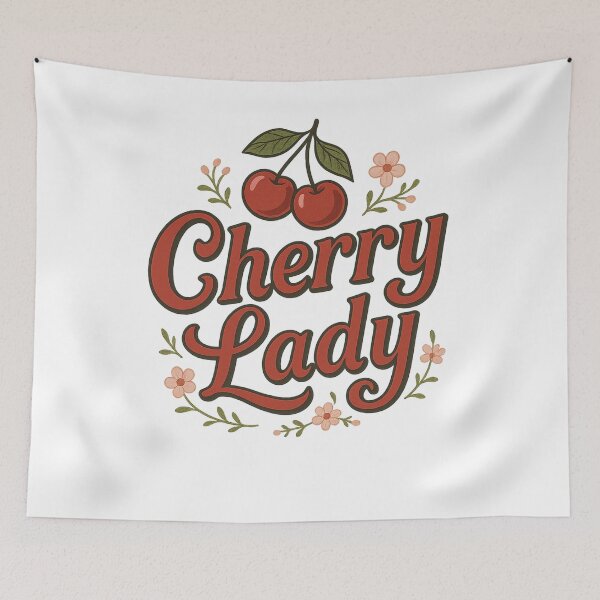 Item preview, Cherry Lady Vintage Retro Cute Fruit Typography designed and sold by JerdbordinShop.
