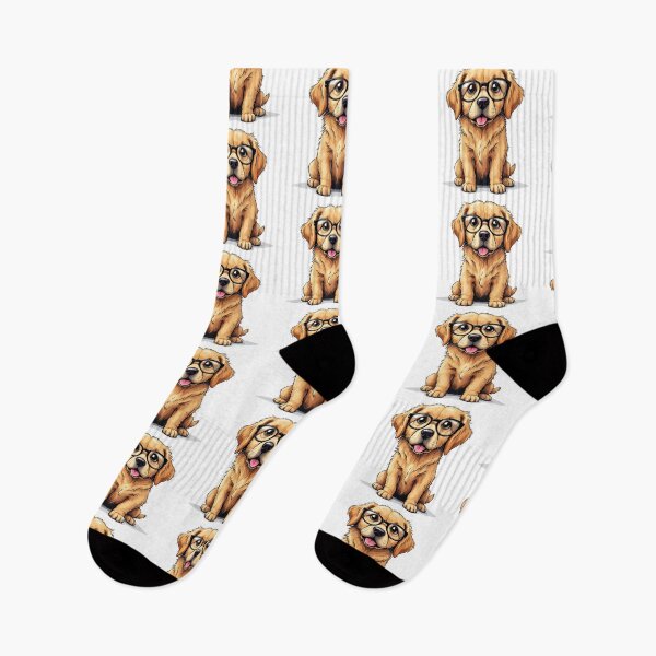 Item preview, A cute golden retriever wearing black framed literary glasses designed and sold by DOG DESIGN.