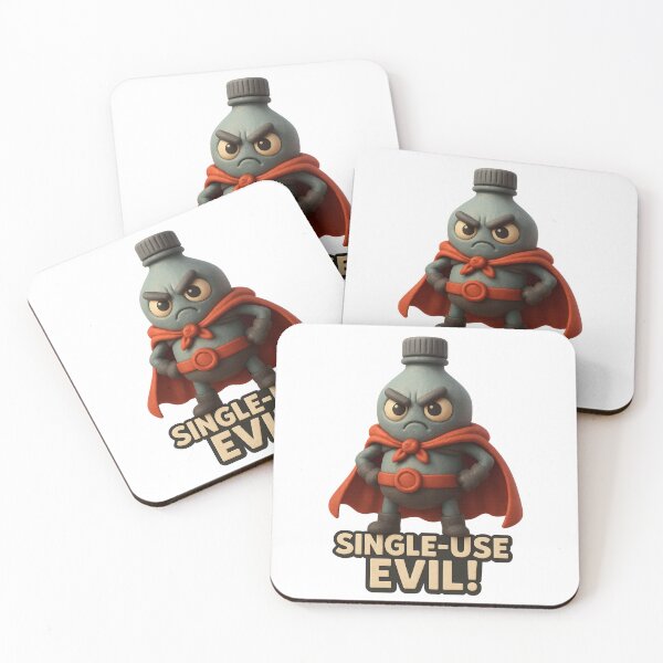 Item preview, Plastic Bottle Dressed as a Supervillain - Single Use Evil designed and sold by Moons Studio.