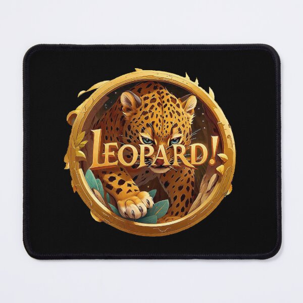 Item preview, Image 5/6 of a fantasy leopard with the large phrase "LEOPARD!" in the center inside a circle. designed and sold by Giulivo Store Graphic.