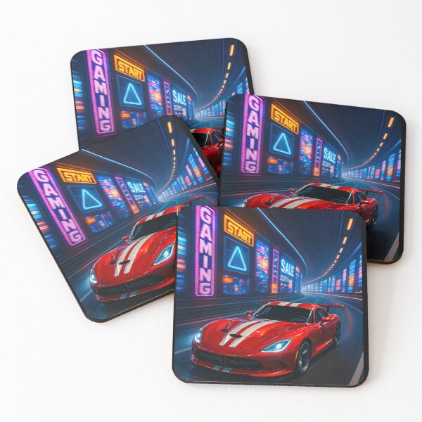 Item preview, Neon-Lit Muscle Machine Drifting Through Futuristic Rainy Cityscape designed and sold by RevUpDesign.