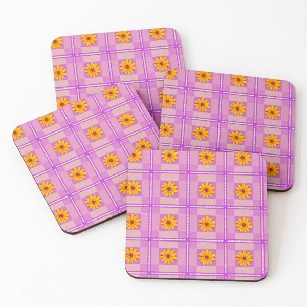 Item preview, Sunburst sunflower on Pink Grid designed and sold by quirkyart123.