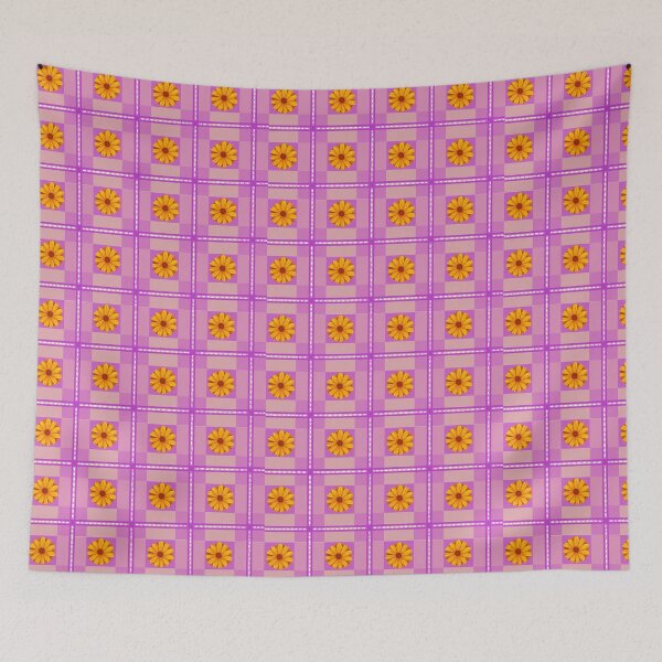 Item preview, Sunburst sunflower on Pink Grid designed and sold by quirkyart123.