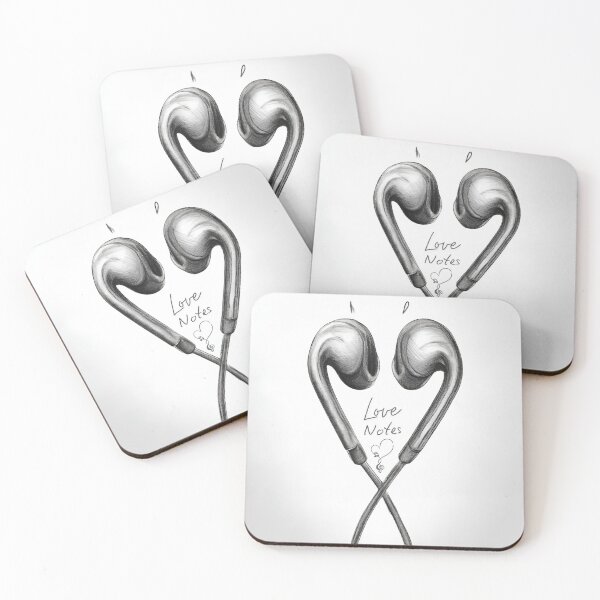 Item preview, Love Notes Pencil Sketch — Heart-Shaped Earphones with Musical Notes designed and sold by DesignsCreative.