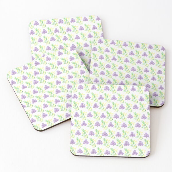 Item preview, Golden Wattle and Chocolate Lily watercolour pattern white background designed and sold by GeoGoose.