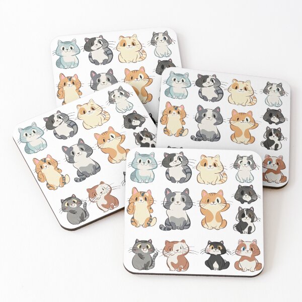 Item preview,  cute funny cat pattern cheerful colorful round cats,aesthetic cat art,funny cat,Cat Lover,cute cat,cat pattern designed and sold by Expressions-Sel.