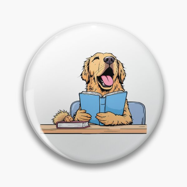 Item preview, A cute golden retriever yawning and holding a book in class designed and sold by DOG DESIGN.