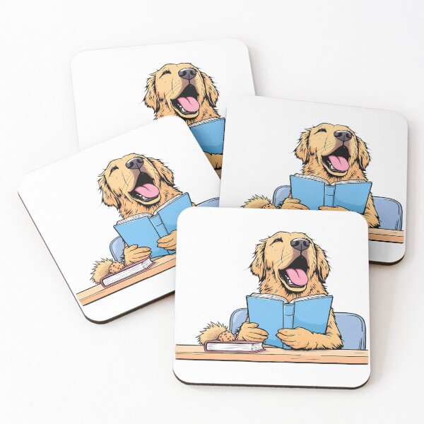 Item preview, A cute golden retriever yawning and holding a book in class designed and sold by DOG DESIGN.