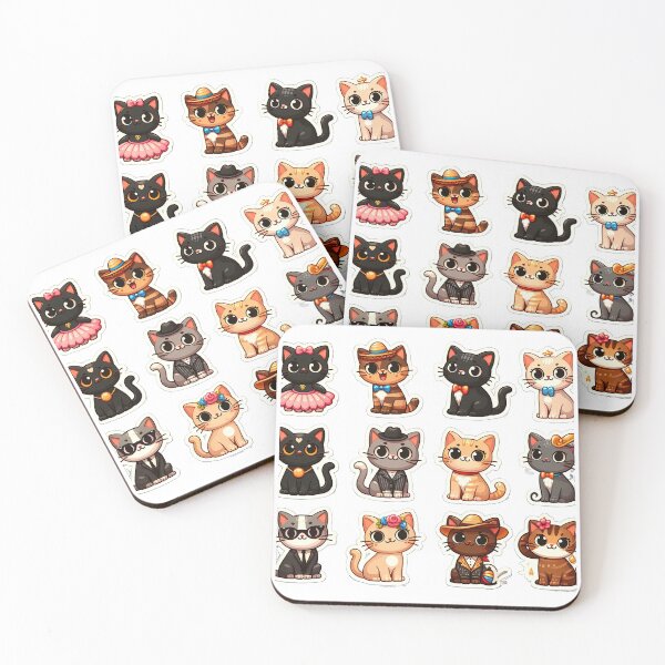 Item preview, cute funny cat pattern cheerful colorful cats with hats,aesthetic cat art,funny cat,Cat Lover,cute cat,cat pattern designed and sold by Expressions-Sel.